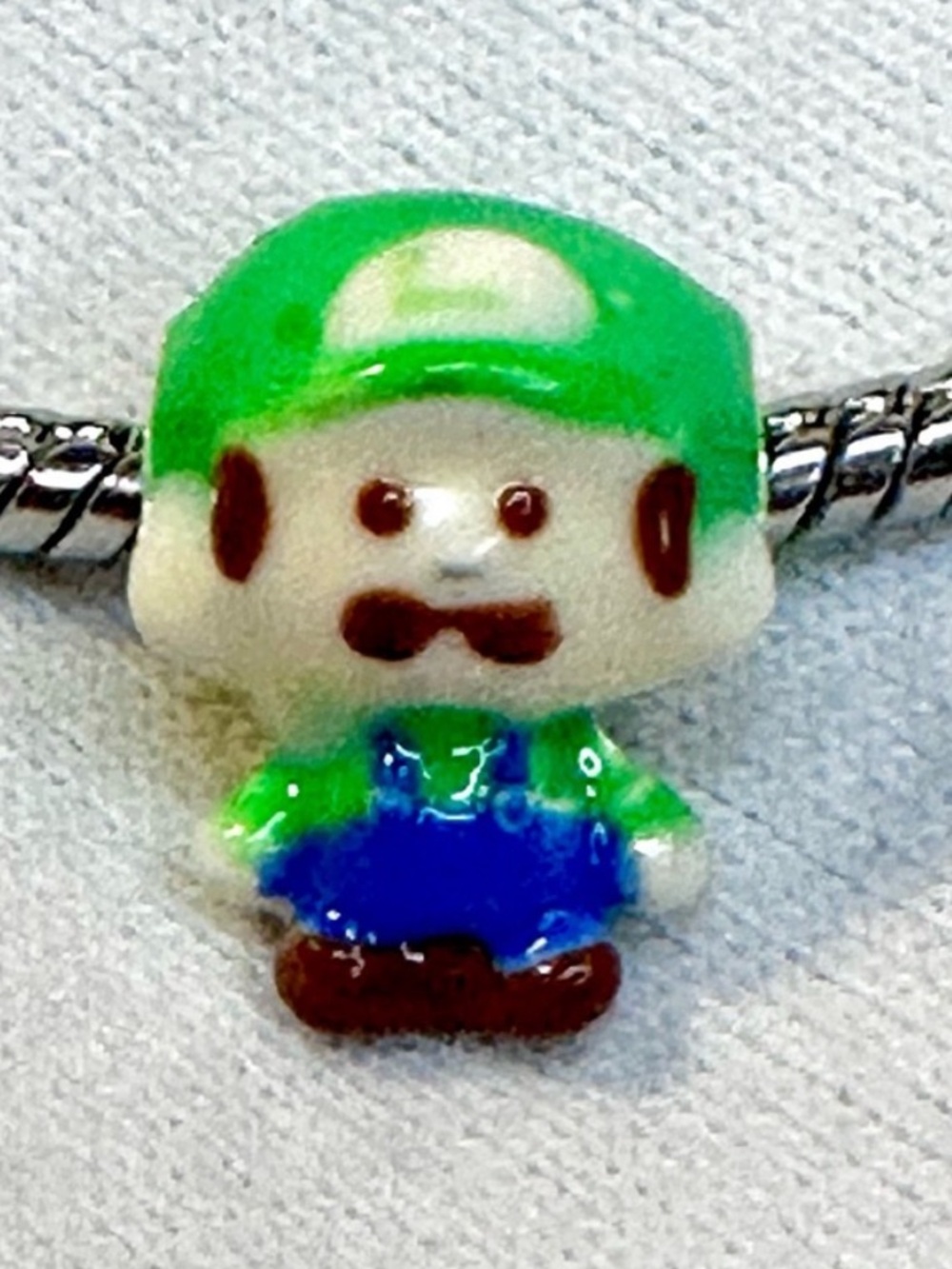 Mario bros Luigi Hand painted Pandora style charm